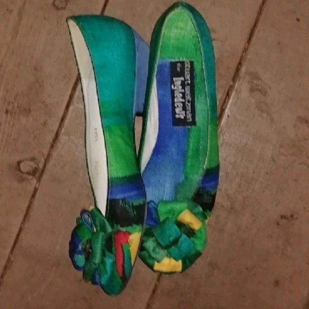 Stuart Weitzman colorful silk shoes